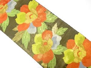 牡丹模様織り出し　袋帯